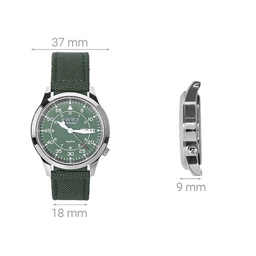 Đồng hồ MVW 37 mm Nam MP004-01 Màu Xanh lá