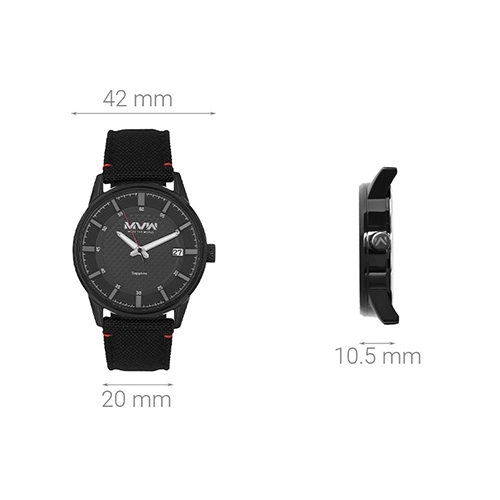 Đồng hồ MVW 42 mm Nam ML026-01 Màu Đen