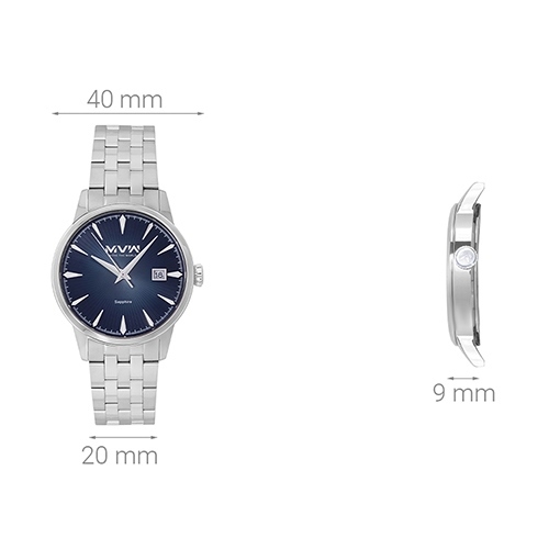 Đồng hồ MVW 40 mm Nam MS033-01 Màu Bạc