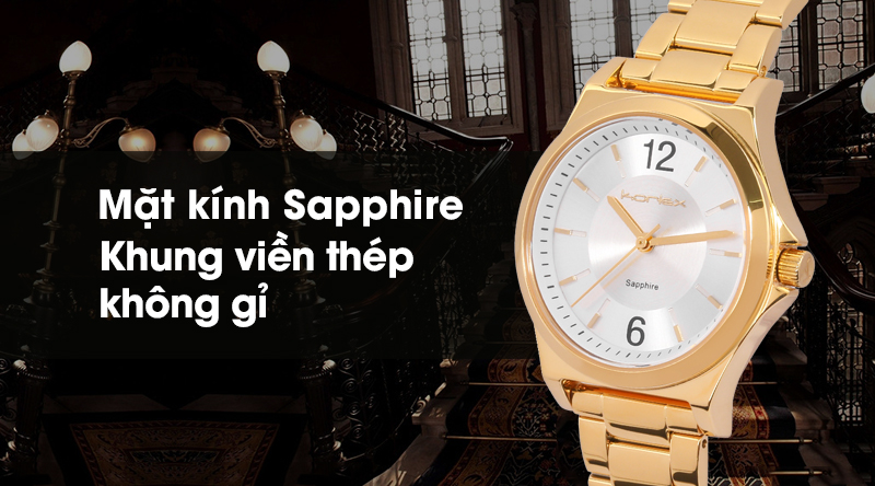 Đồng hồ nữ Korlex KS034-02 có mặt kính cứng cáp, khung viền chống ăn mòn Đồng hồ nữ Korlex KS034-02 có mặt kính cứng cáp, khung viền chống ăn mòn