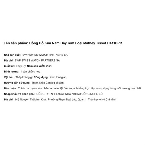 Đồng hồ MATHEY TISSOT Urban 42 mm Nam H411BPI1 Màu Bạc