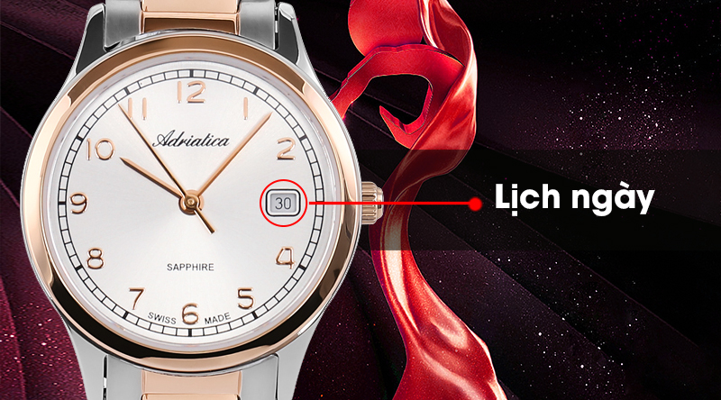 Đồng hồ nữ Adriatica A3192.R123Q được trang bị lịch ngày tiện lợi Đồng hồ nữ Adriatica A3192.R123Q được trang bị lịch ngày tiện lợi