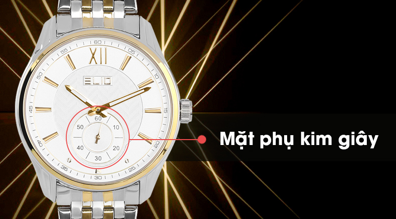 Đồng hồ nam Elio ES022-C1 được trang bị thêm mặt phụ kim giây tiện lợi Đồng hồ nam Elio ES022-C1 được trang bị thêm mặt phụ kim giây tiện lợi