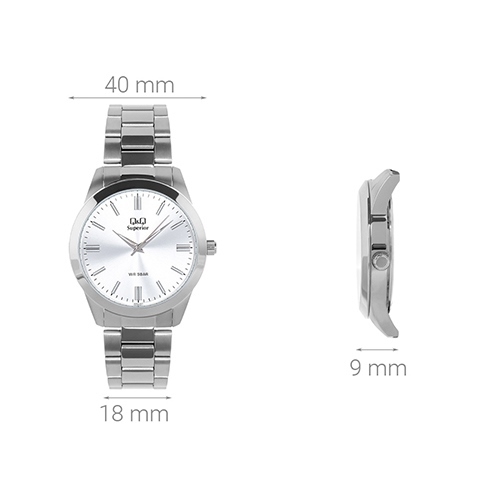 Đồng hồ Q&Q 40 mm Nam S392J201Y Màu Bạc