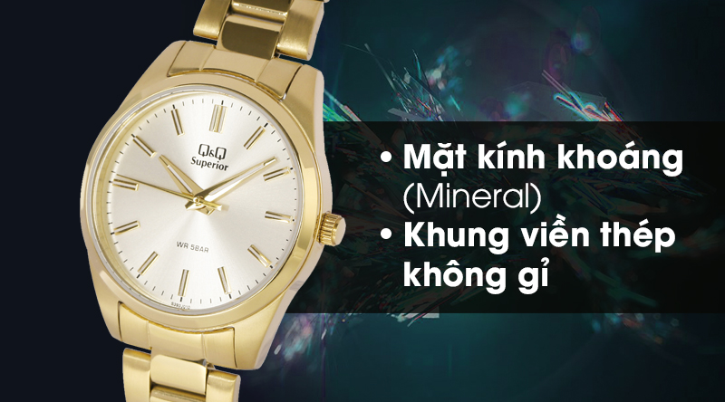 Đồng hồ nữ Q&Q S393J010Y có mặt kính cứng cáp, khung viền chắc chắn Đồng hồ nữ Q&Q S393J010Y có mặt kính cứng cáp, khung viền chắc chắn