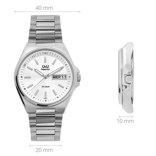 Đồng hồ Q&Q 40 mm Nam S396J201Y Màu Bạc