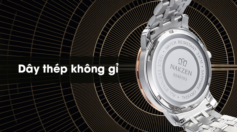 Đồng hồ nam Nakzen SS4010GTR-1NO có dây đeo chống ăn mòn Đồng hồ nam Nakzen SS4010GTR-1NO có dây đeo chống ăn mòn