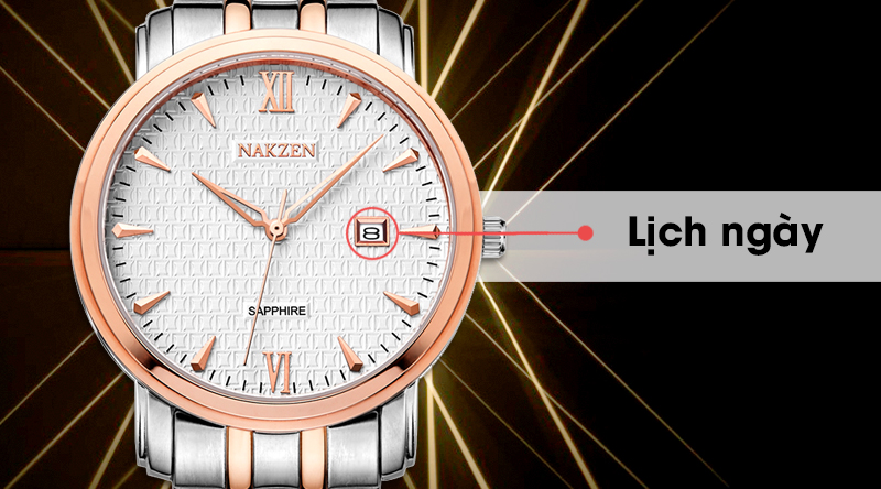 Đồng hồ nam Nakzen SS4010GTR-1NO có lịch ngày tiện dụng Đồng hồ nam Nakzen SS4010GTR-1NO có lịch ngày tiện dụng