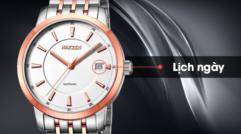 Đồng hồ nam Nakzen SS4027GTR-7N0 có lịch ngày tiện dụng Đồng hồ nam Nakzen SS4027GTR-7N0 có lịch ngày tiện dụng