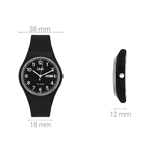 Đồng hồ Q&Q 38 mm Unisex A212J004Y Màu Đen