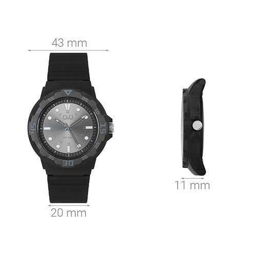 Đồng hồ Q&Q 43 mm Nam VR18J011Y Màu Đen