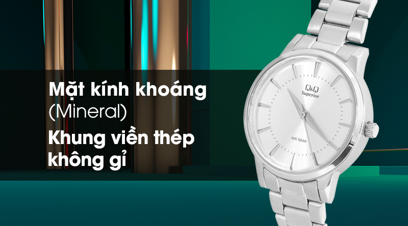 Đồng hồ nữ Q&Q S399J201Y có mặt kính trong suốt, khung viền chịu lực tốt