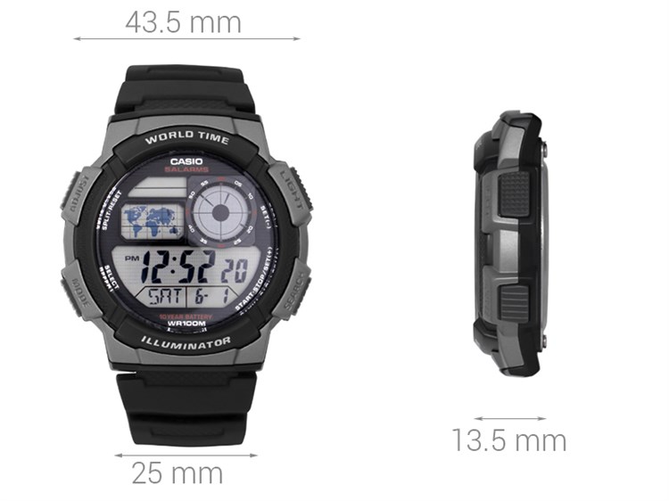 Đồng hồ CASIO 43.5 mm Nam AE-1000W-1BVDF Màu Đen