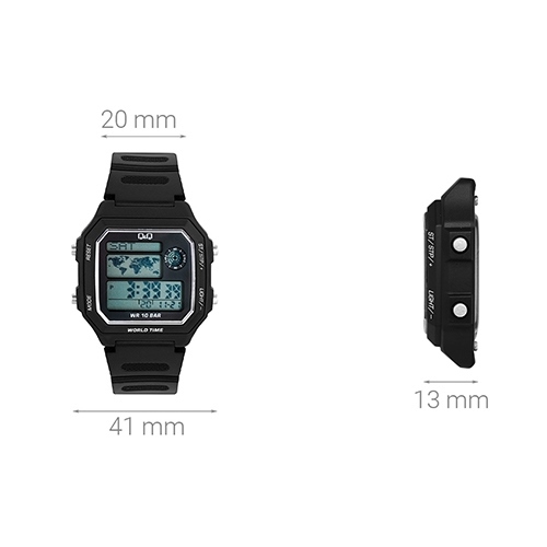 Đồng hồ Q&Q 41 mm Unisex M196J001Y Màu Đen