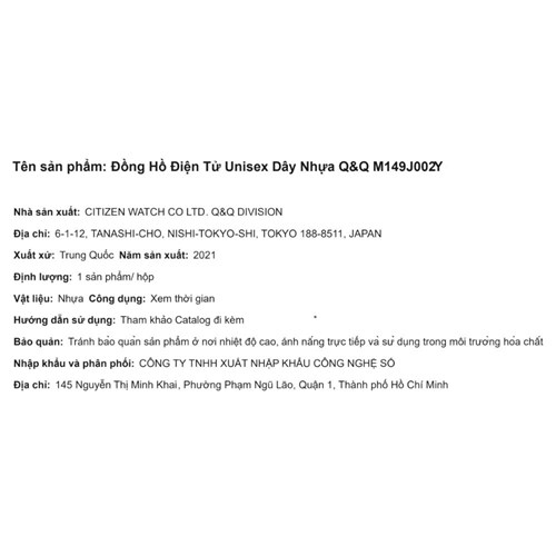 Đồng hồ Q&Q 36 mm Unisex M149J002Y Màu Đen