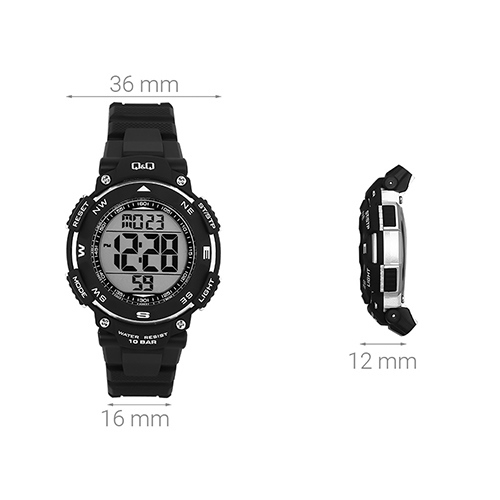 Đồng hồ Q&Q 36 mm Unisex M149J002Y Màu Đen
