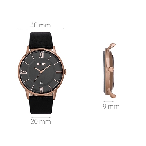 Đồng hồ ELIO 40 mm Nam EL050-01 Màu Đen