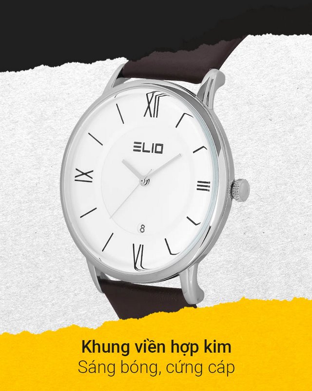 Đồng hồ Nam Elio EL051-01 có khung viền hợp kim