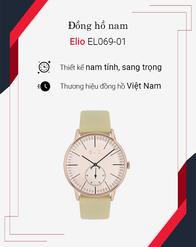 Đồng hồ Nam Elio EL069-01 có 1 núm điều chỉnh thời gian Đồng hồ Nam Elio EL069-01 có 1 núm điều chỉnh thời gian