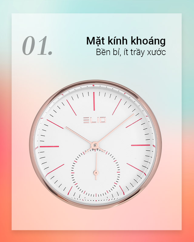 Đồng hồ Nữ Elio EL068-02 có mặt kính chịu lực tốt Đồng hồ Nữ Elio EL068-02 có mặt kính chịu lực tốt