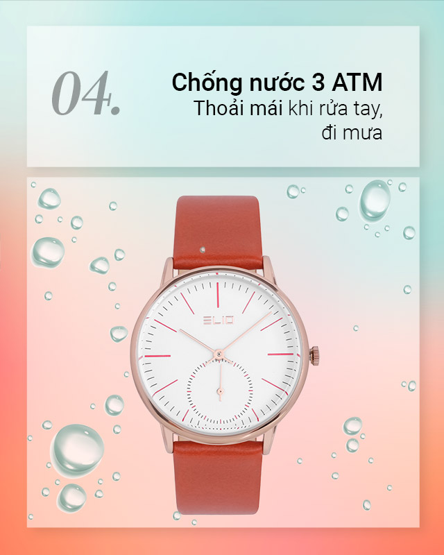 Đồng hồ Nữ Elio EL068-02 có hệ số chống nước 3 ATM Đồng hồ Nữ Elio EL068-02 có hệ số chống nước 3 ATM