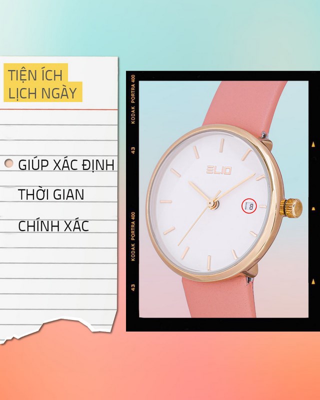 Đồng hồ Nữ Elio EL077-01 có lịch ngày hữu dụng Đồng hồ Nữ Elio EL077-01 có lịch ngày hữu dụng