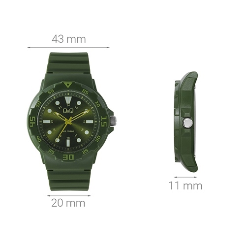 Đồng hồ Q&Q 43 mm Nam VR18J009Y Màu Xanh lá