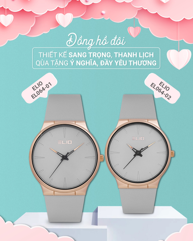 Đồng hồ đôi Elio EL064-01/EL064-02 với thiết kế trẻ trung, tinh tế Đồng hồ đôi Elio EL064-01/EL064-02 với thiết kế trẻ trung, tinh tế