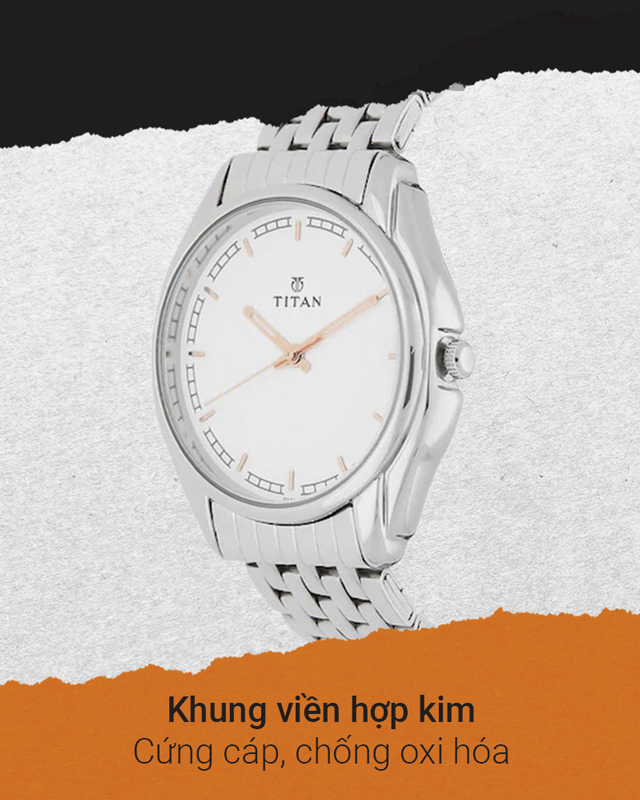 Đồng hồ nam Titan 1578SM05 có khung viền hợp kim cứng cáp