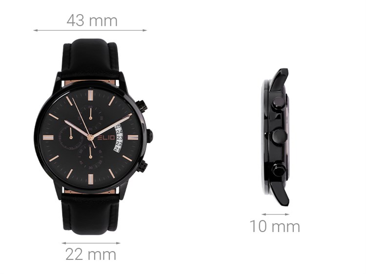 Đồng hồ ELIO 43 mm Nam EL079-01 Màu Đen