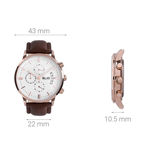 Đồng hồ ELIO 43 mm Nam EL079-02 Màu Nâu