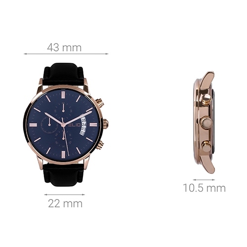 Đồng hồ ELIO 43 mm Nam EL079-03 Màu Đen