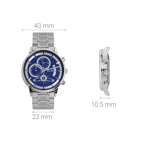 Đồng hồ ELIO 43 mm Nam ES075-01 Màu Bạc