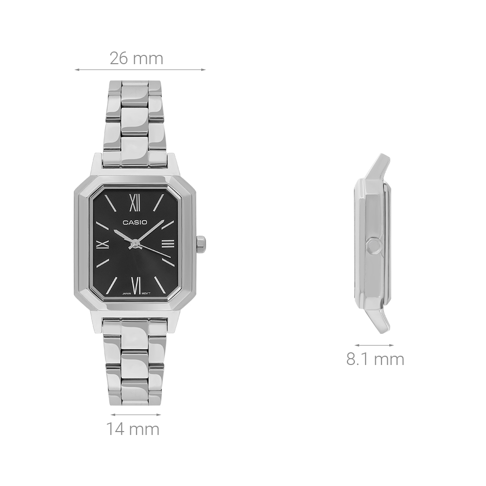 Đồng hồ CASIO Timeless 26 mm Nữ LTP-E168D-1BDF Màu Bạc