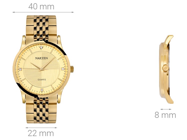 Đồng hồ Nam Nakzen SS4190GD-3 Màu Vàng
