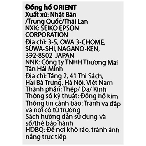 Đồng hồ ORIENT 39 mm Nam RF-QD0011L10B Màu Bạc