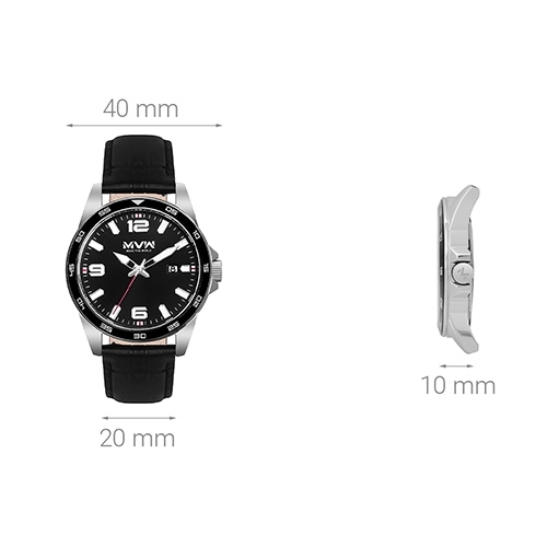 Đồng hồ MVW 40 mm Nam MP007-01 Màu Đen