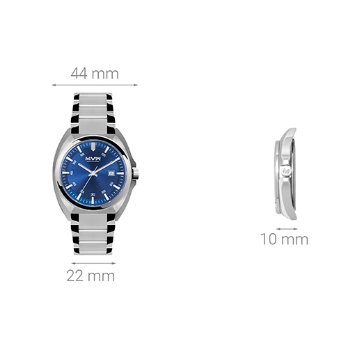 Đồng hồ MVW 44 mm Nam MS052-01 Màu Bạc