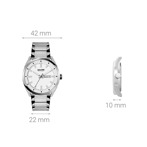 Đồng hồ MVW 42 mm Nam MS053-01 Màu Bạc