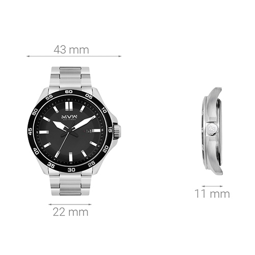 Đồng hồ MVW 43 mm Nam MS056-01 Màu Bạc