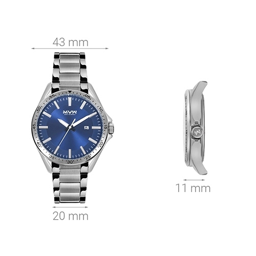 Đồng hồ MVW 43 mm Nam MS057-01 Màu Bạc
