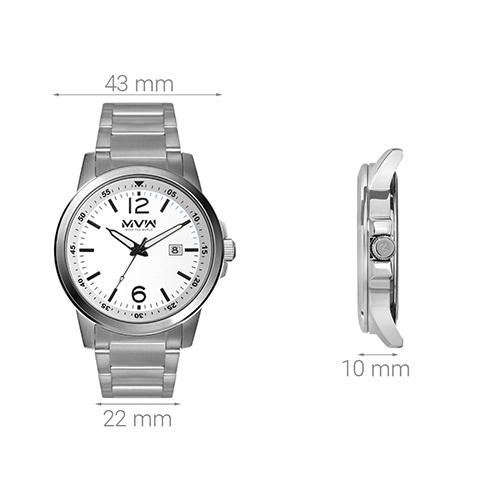 Đồng hồ MVW 43 mm Nam MS059-01 Màu Bạc