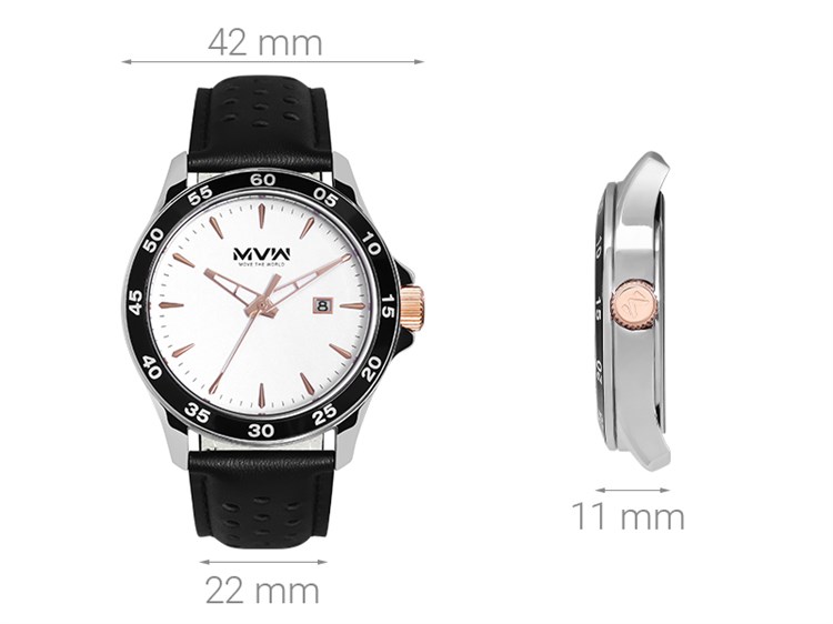 Đồng hồ MVW 42 mm Nam ML038-01 Màu Đen