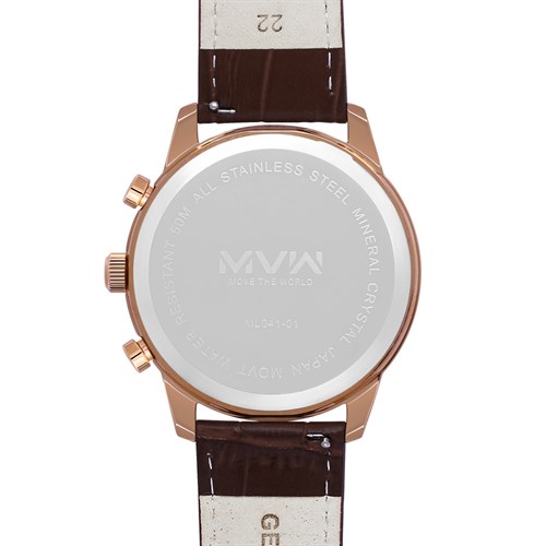 Đồng hồ MVW 44 mm Nam ML041-01 Màu Nâu
