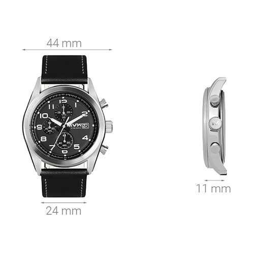 Đồng hồ MVW 44 mm Nam ML044-01 Màu Đen