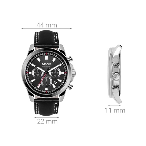 Đồng hồ MVW 44 mm Nam ML045-01 Màu Đen