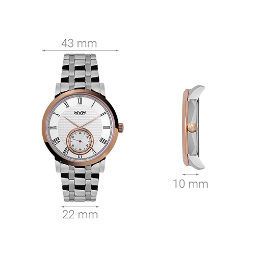 Đồng hồ MVW 43 mm Nam MS049-01 Màu Bạc