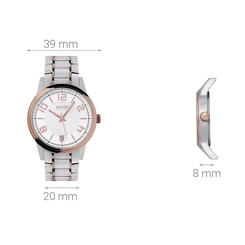 Đồng hồ MVW 39 mm Nam MS050-01 Màu Bạc