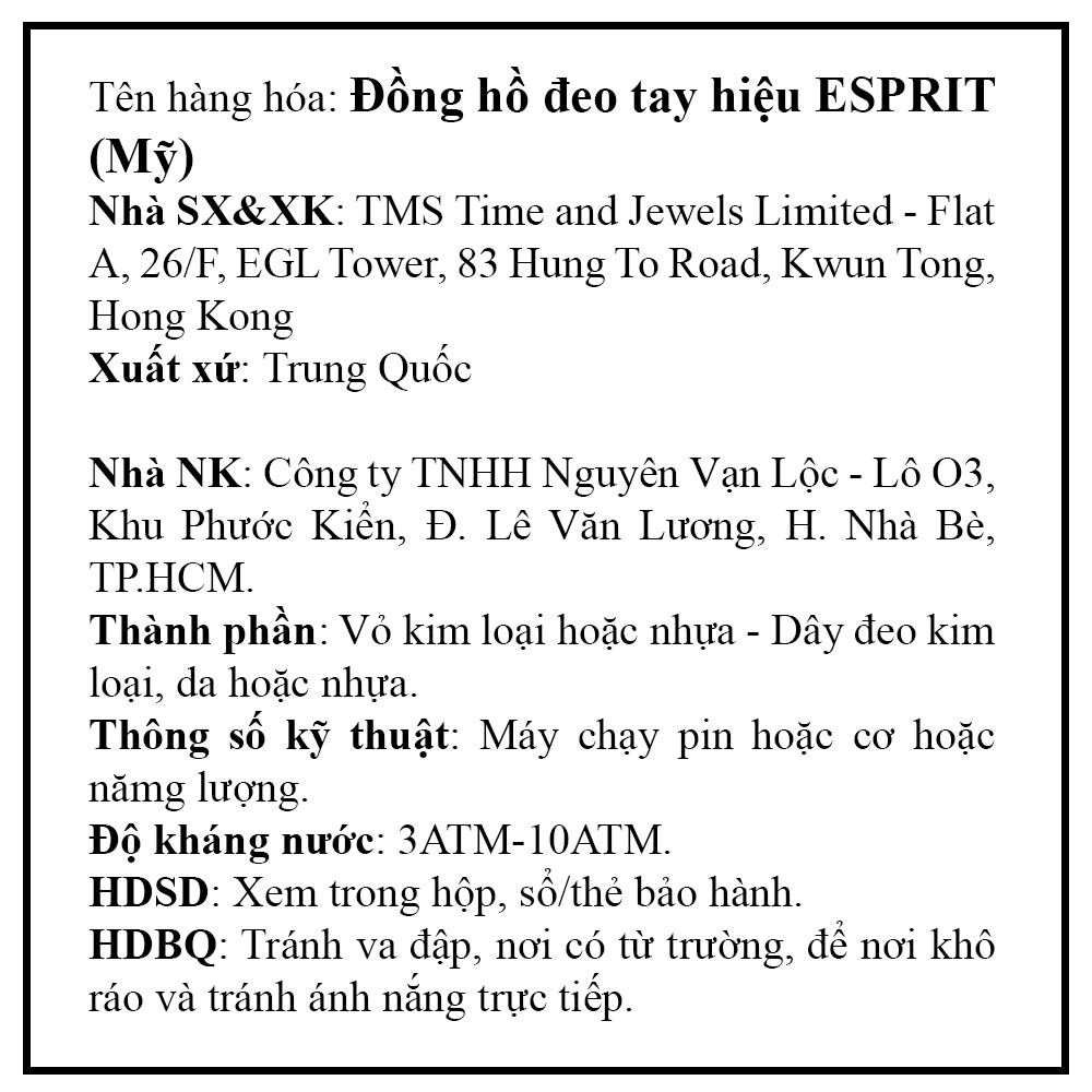 Đồng hồ Nữ Esprit ES1L021M0045