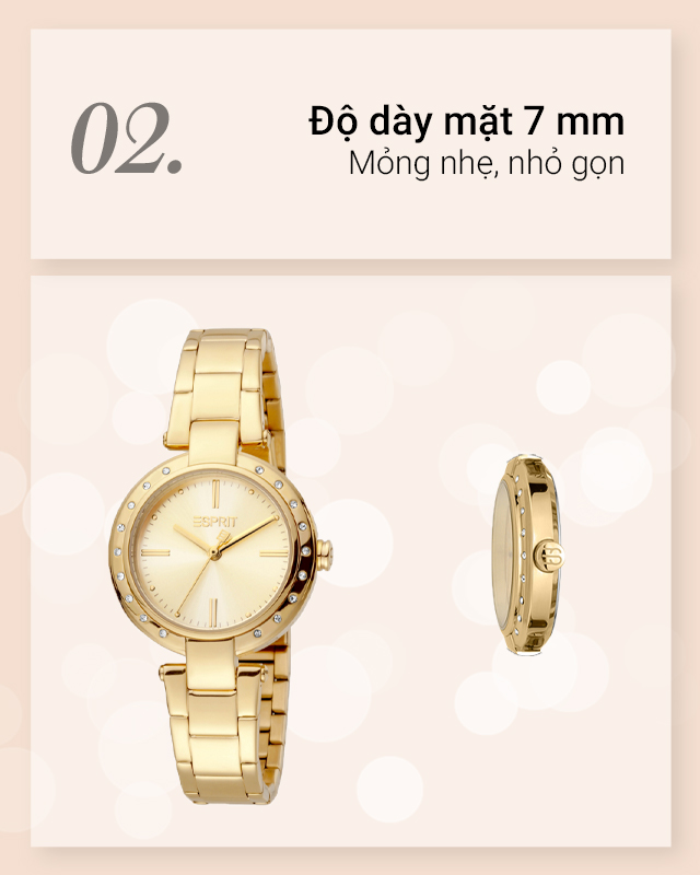 Đồng hồ Nữ Esprit ES1L230M0055 mỏng nhẹ, tinh tế Đồng hồ Nữ Esprit ES1L230M0055 mỏng nhẹ, tinh tế